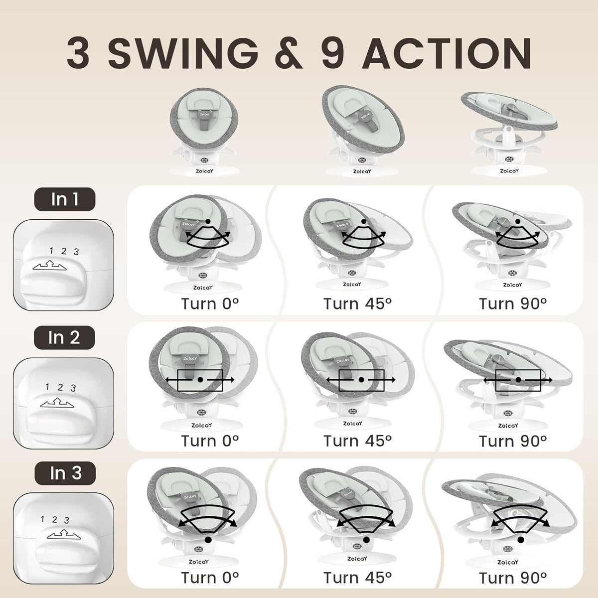 Zoicay 3-in-1 Electric Baby Swing