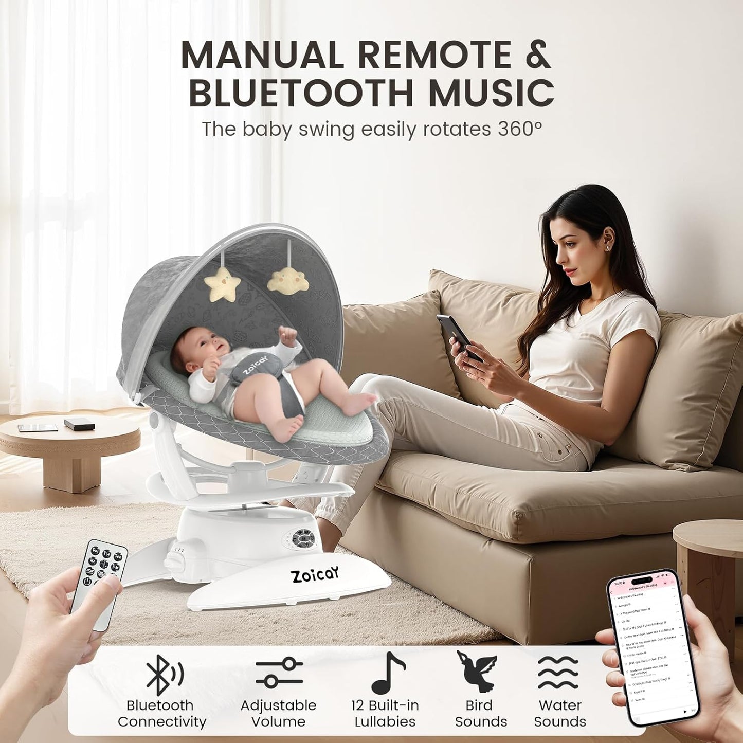 Zoicay 3-in-1 Electric Baby Swing