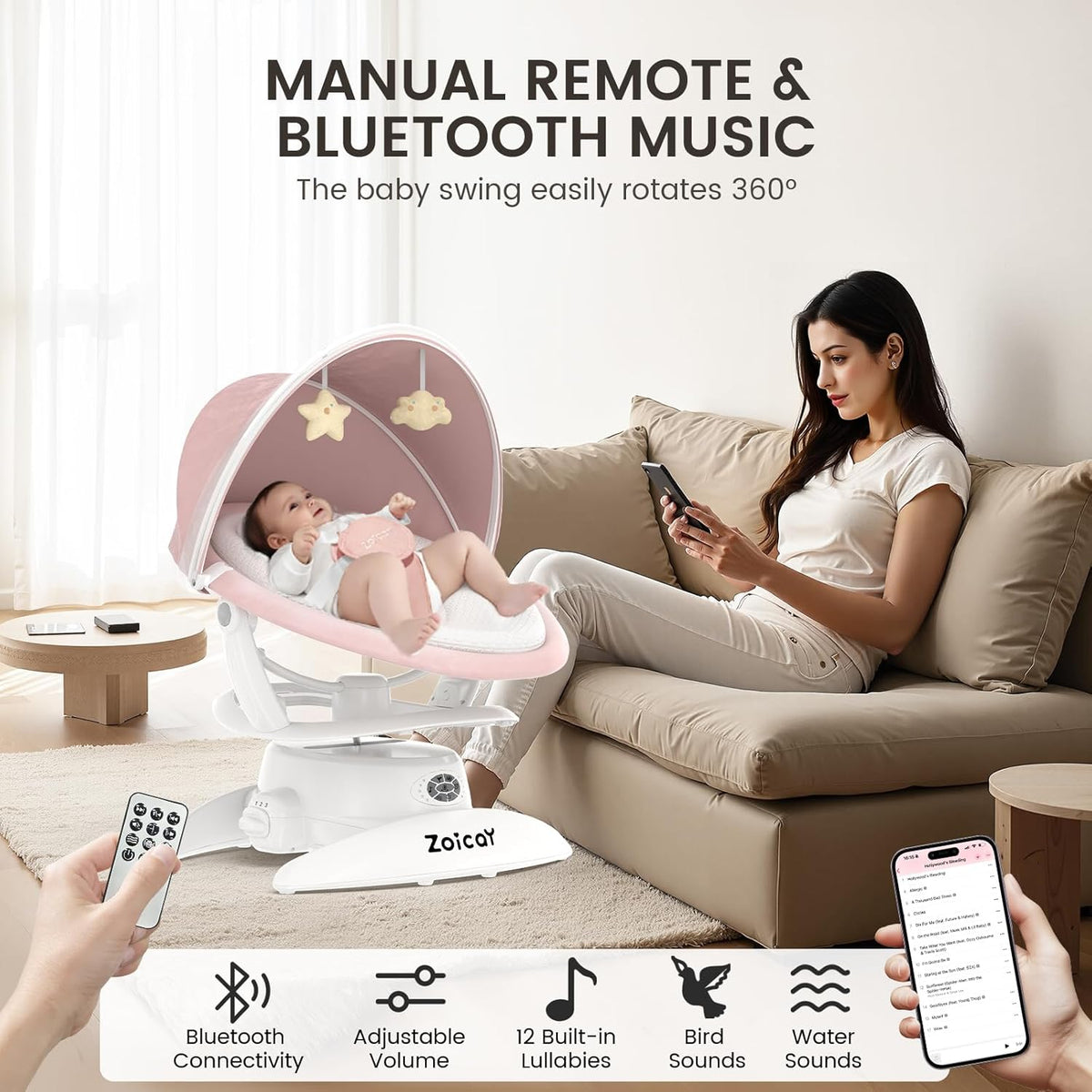 Zoicay 3-in-1 Electric Baby Swing